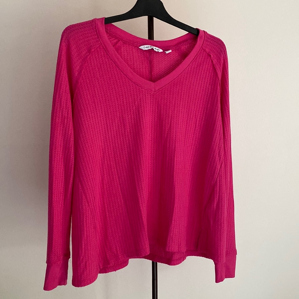 Pink Calvin Klein V-Neck Long sleeve Top